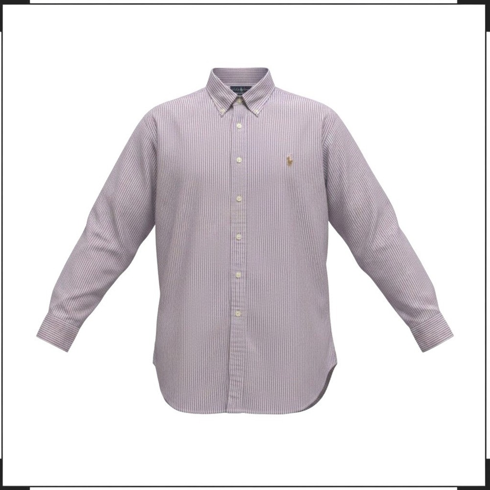 Ralph Lauren Button Down Men 17.5 Purple Striped Classic Fit Long Sleeve Shirt